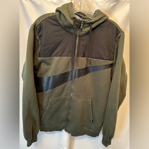 Nike Other - Nike Size L Hybrid Fleece Hoodie Full Zip Hoodie Jacket Swoosh Y2K Green Black